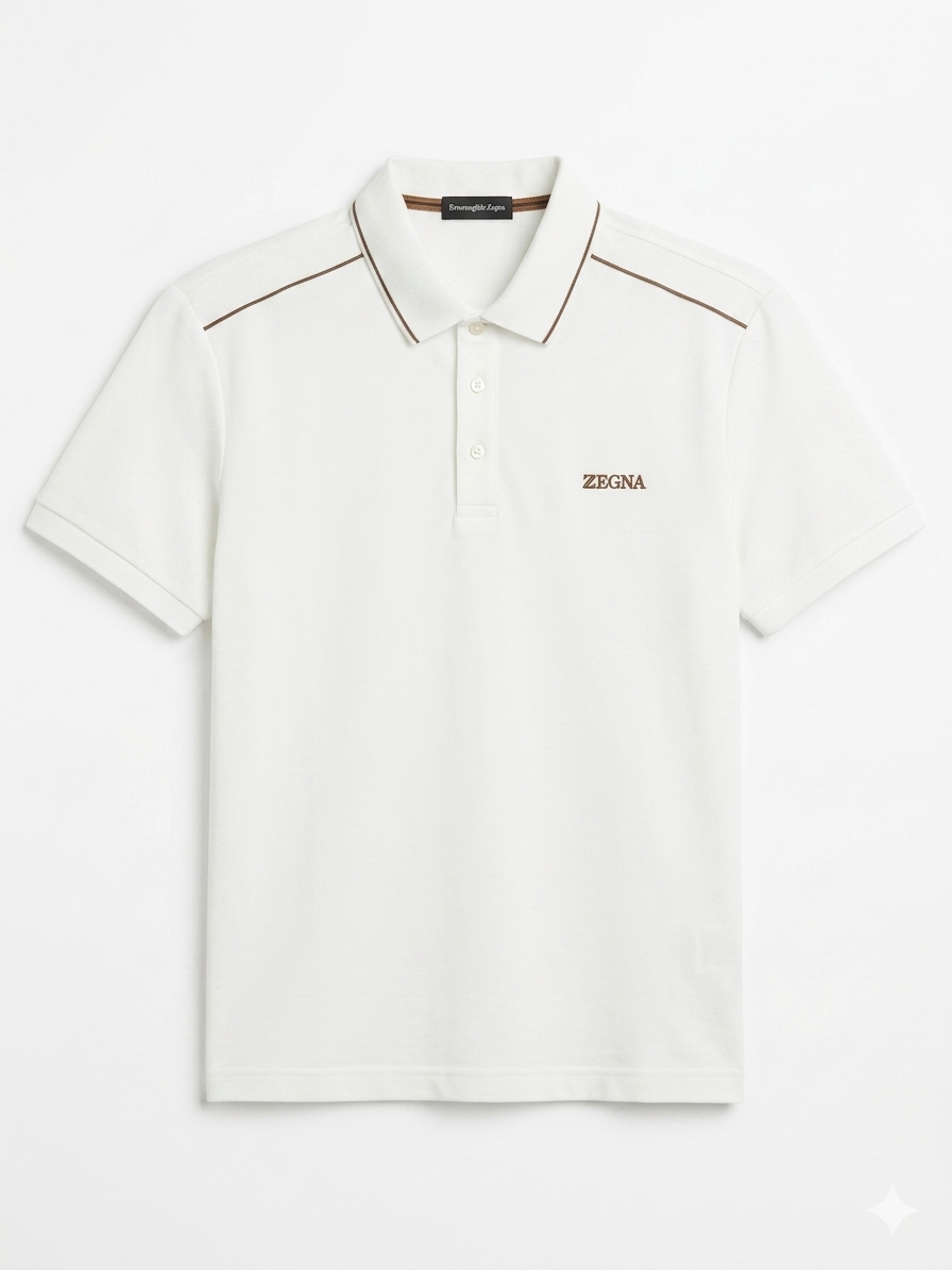 ZEGNA PIQUE WITH RUBBER LOGO T-shirt