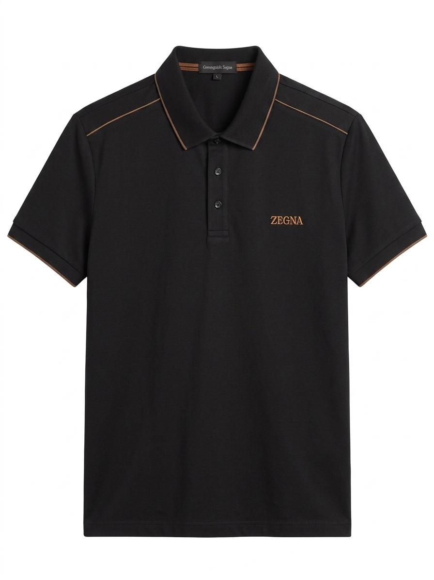 ZEGNA PIQUE WITH RUBBER LOGO T-shirt