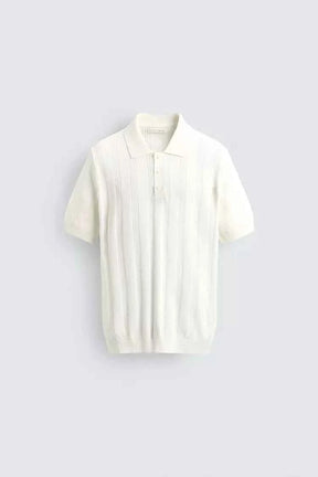 ZARA REGULAR FIT TEXTURED KNIT POLO SHIRT