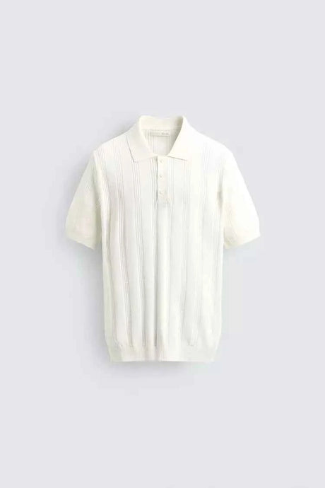 ZARA REGULAR FIT TEXTURED KNIT POLO SHIRT