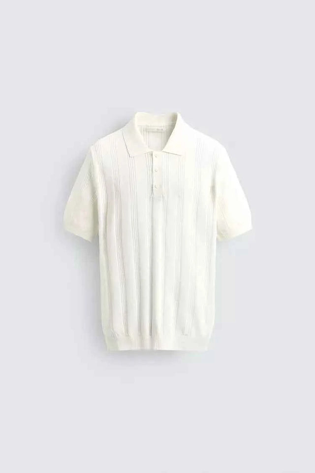 ZARA REGULAR FIT TEXTURED KNIT POLO SHIRT