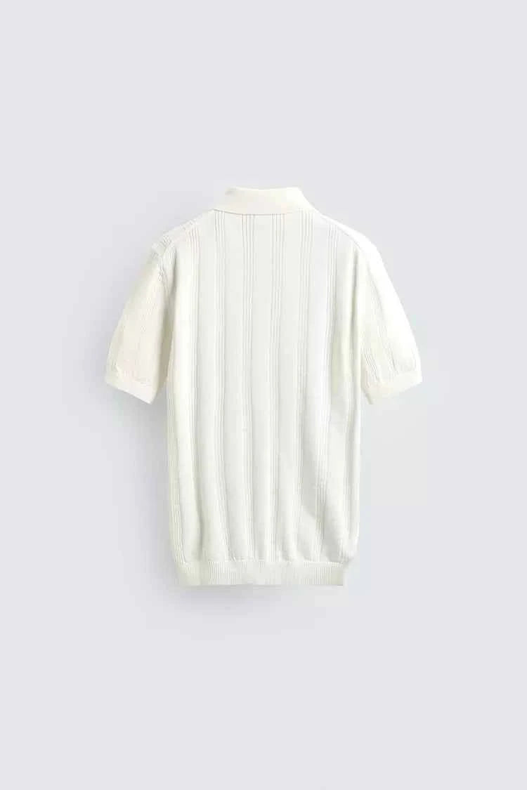 ZARA REGULAR FIT TEXTURED KNIT POLO SHIRT
