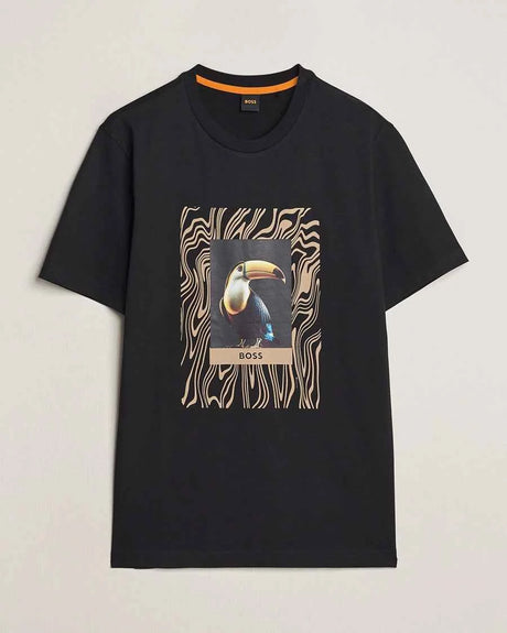 BOSS ORANGE Tucan Printed Crew Neck T-Shirt Black