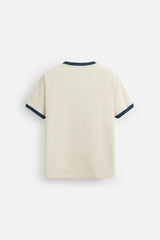 ZARA RIB CONTRAST TEXT T-SHIRT