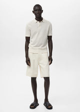 Mango Openwork cotton knitte polo shirt
