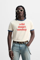 ZARA RIB CONTRAST TEXT T-SHIRT