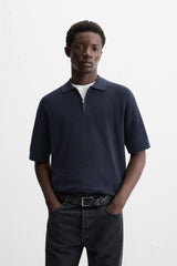 ZARA TEXTURED WEAVE POLO SHIRT WITH ZIP