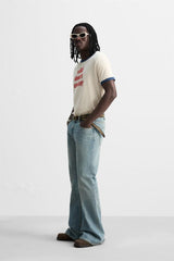 ZARA RIB CONTRAST TEXT T-SHIRT