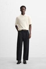 ZARA TEXTURED WEAVE POLO SHIRT WITH ZIP
