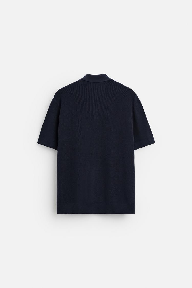 ZARA TEXTURED WEAVE POLO SHIRT WITH ZIP