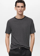 Mango 100% linen striped t-shirt