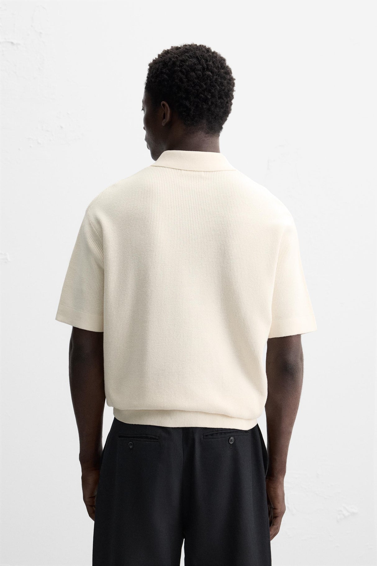 ZARA TEXTURED WEAVE POLO SHIRT WITH ZIP