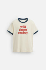 ZARA RIB CONTRAST TEXT T-SHIRT