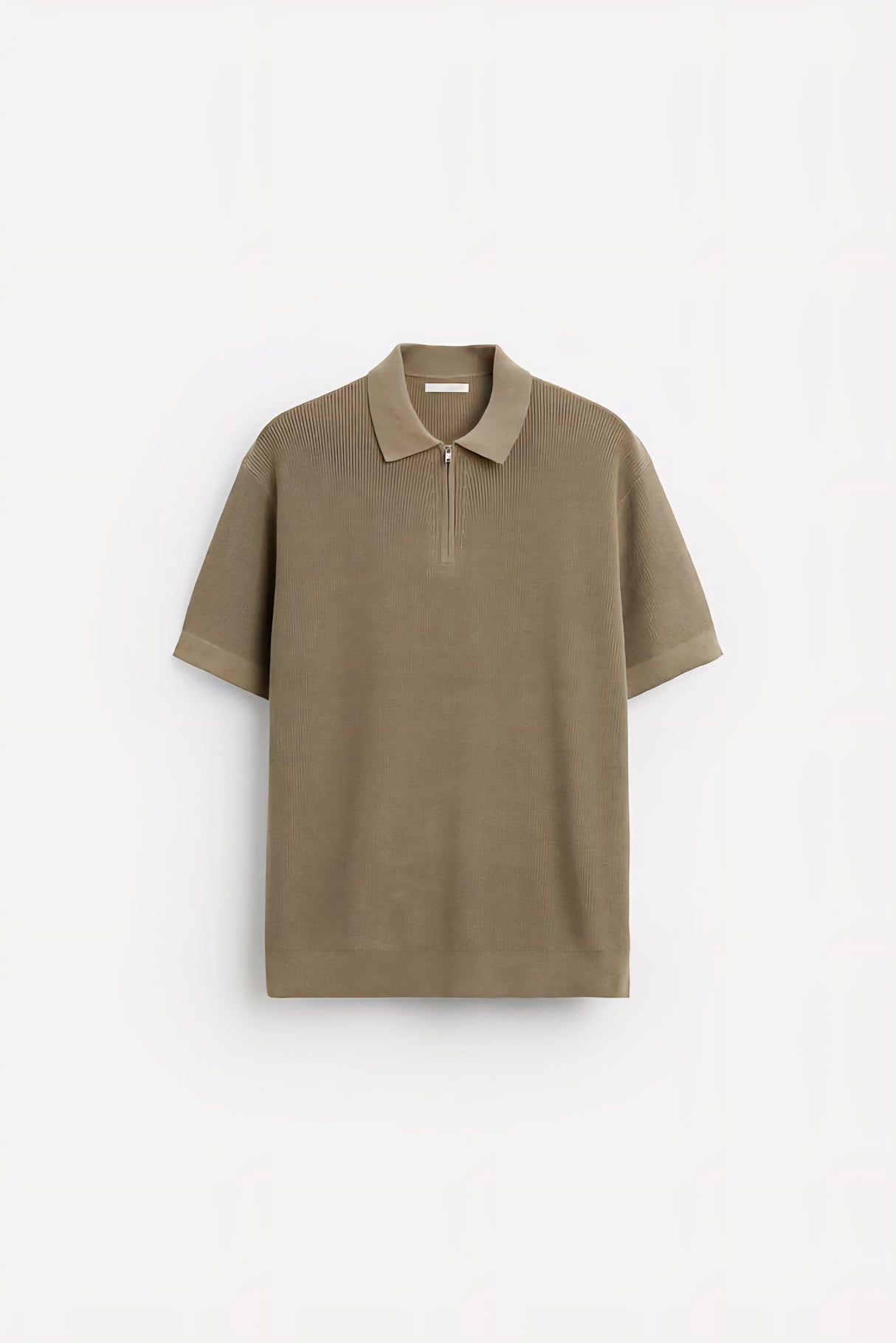 ZARA TEXTURED WEAVE POLO SHIRT WITH ZIP