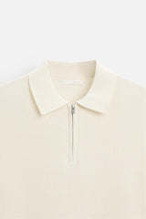 ZARA TEXTURED WEAVE POLO SHIRT WITH ZIP