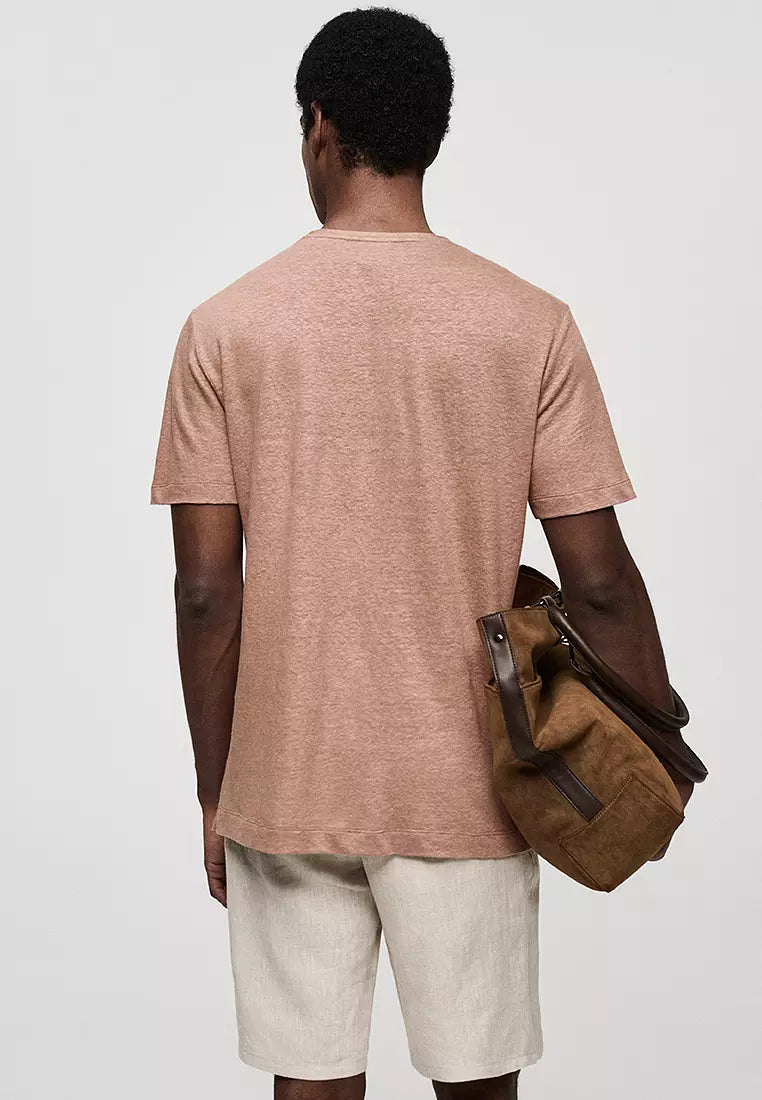 Mango 100% linen basic t-shirt