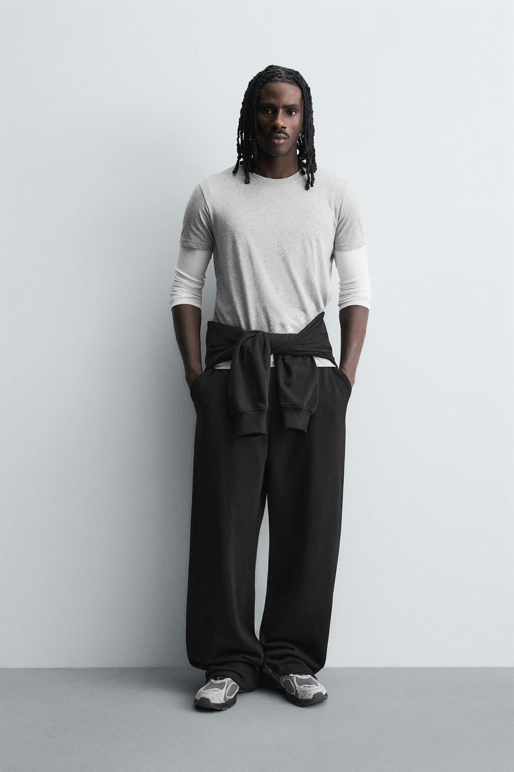 ZARA BASIC WIDE-LEG SWEATPANT JOGGERS