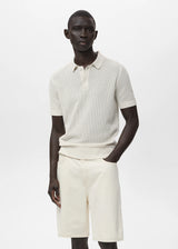Mango Openwork cotton knitte polo shirt