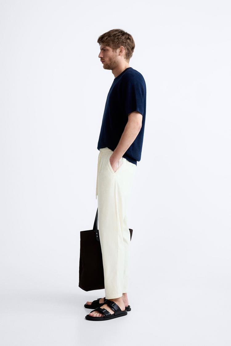 ZARA CORDUROY PANTS WITH A DRAWN BELT
