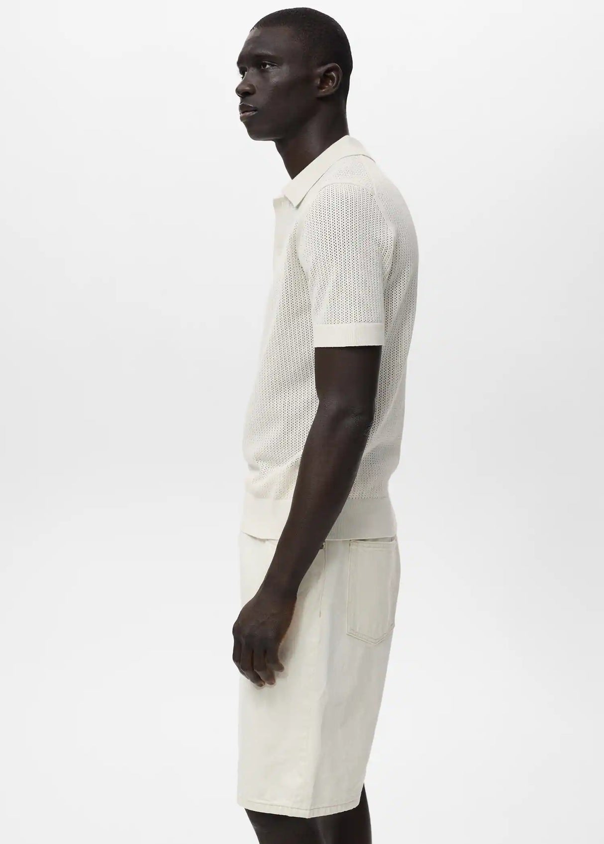 Mango Openwork cotton knitte polo shirt