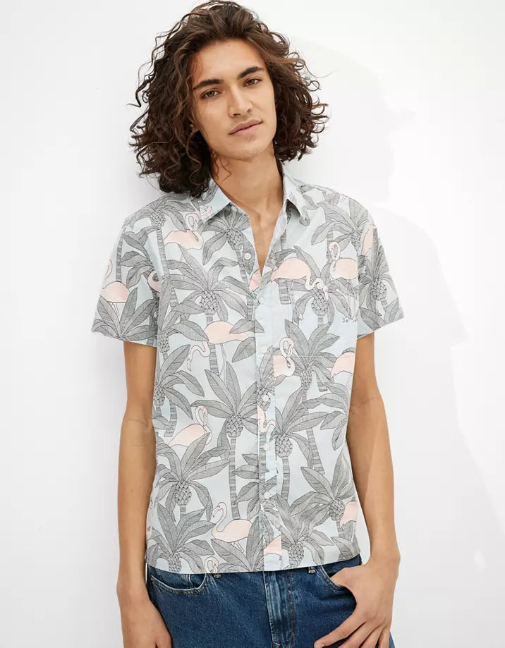 AE Hawaiian Short-Sleeve Button-Up Shirt