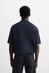 ZARA TEXTURED WEAVE POLO SHIRT WITH ZIP