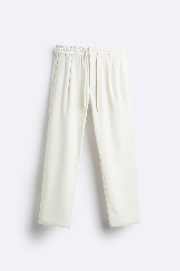 ZARA CORDUROY PANTS WITH A DRAWN BELT