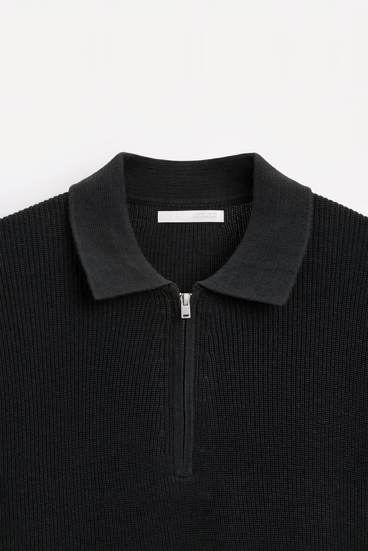 ZARA TEXTURED WEAVE POLO SHIRT WITH ZIP