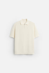 ZARA TEXTURED WEAVE POLO SHIRT WITH ZIP