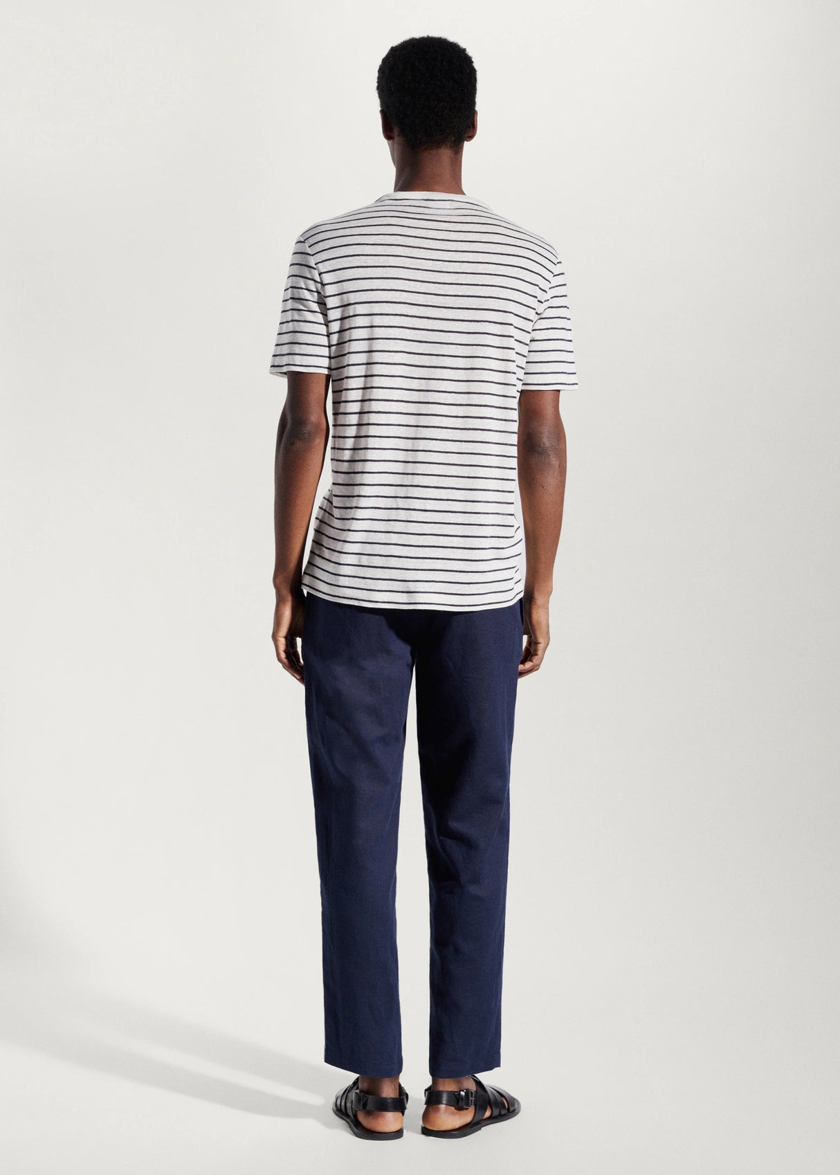Mango 100% linen striped t-shirt