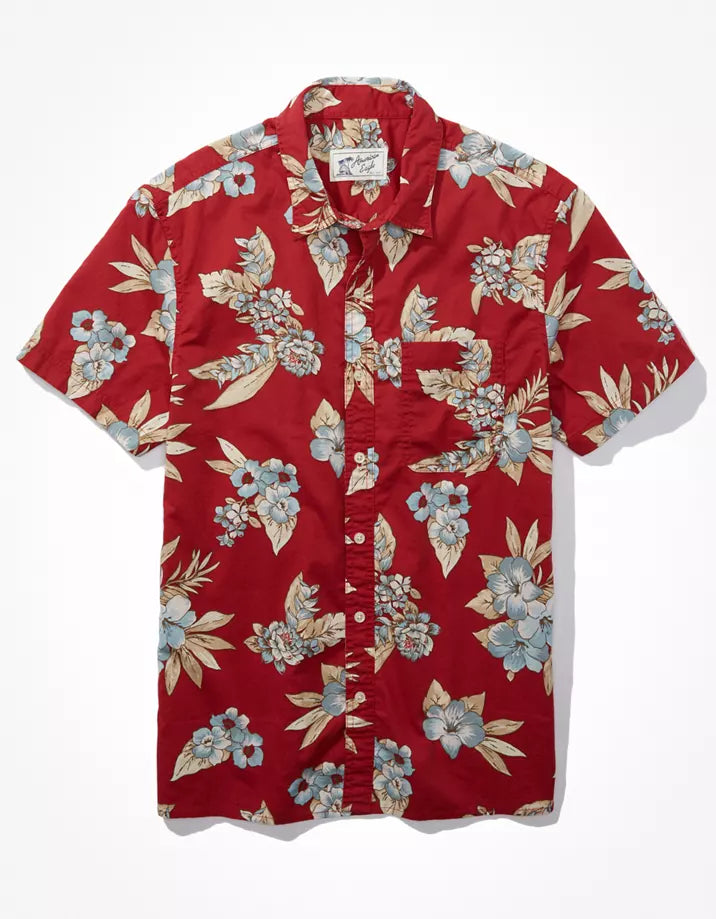 AE Hawaiian Short-Sleeve Button-Up Shirt