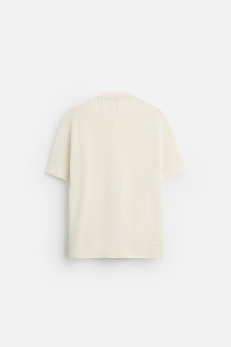 ZARA TEXTURED WEAVE POLO SHIRT WITH ZIP